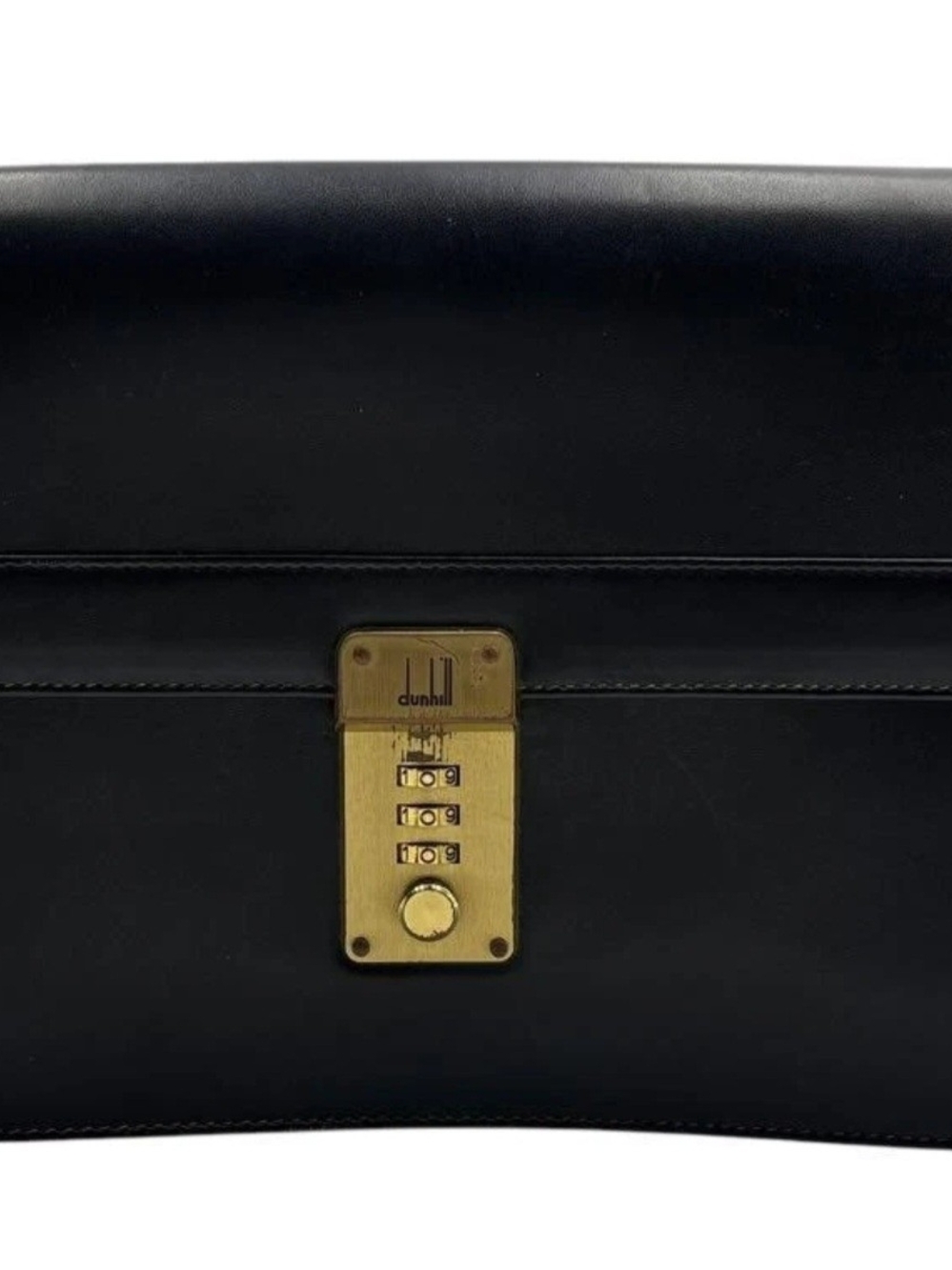 Dunhill Black Leather  Clutch with Gold Combination Lock